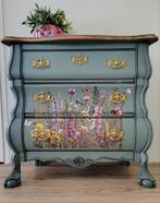 Schattig groen buikkastje met vrolijke bloemenprint, Huis en Inrichting, Ophalen, 50 tot 100 cm, 3 of 4 laden, Minder dan 100 cm