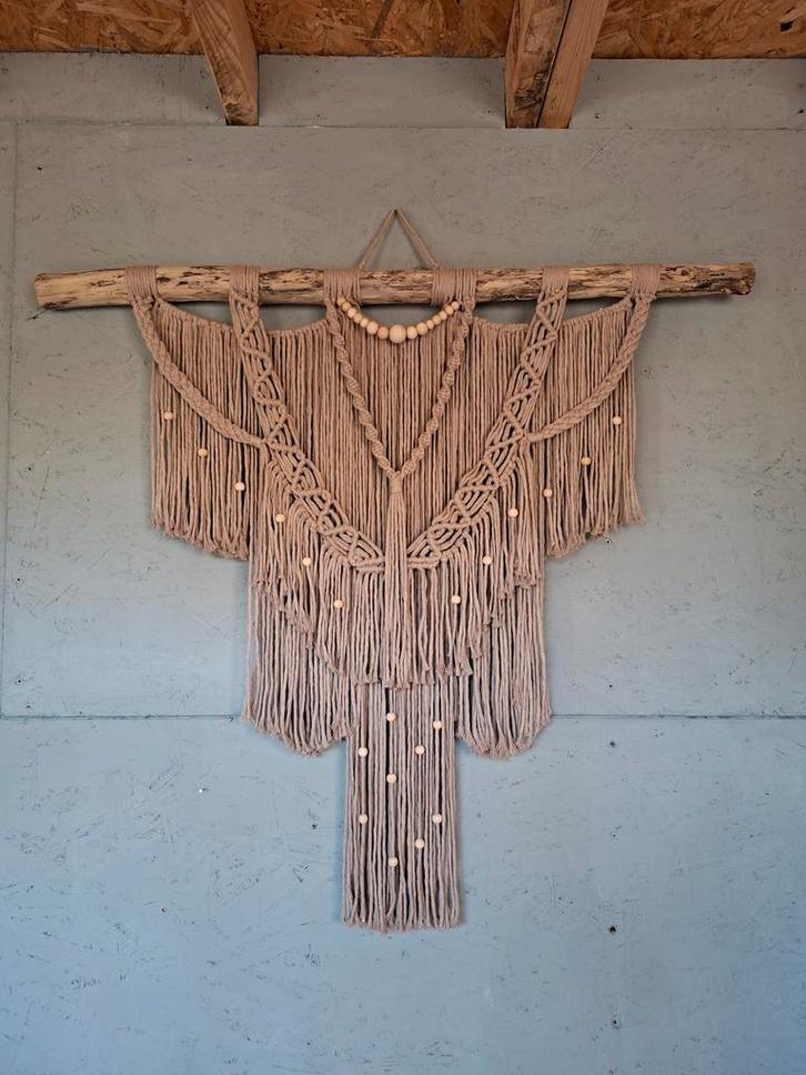 Taupe Macrame Wandkleed - Handgemaakt, Huis en Inrichting, Woonaccessoires | Wanddecoraties, Nieuw, Ophalen of Verzenden