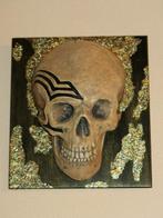 unieke Tattoo deco Schedel op Wandbord, Skull mens Wanddeco, Ophalen of Verzenden, Nieuw