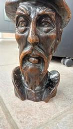 Gebeeldhouwd houten hoofd met hoed, Antiek en Kunst, Ophalen of Verzenden