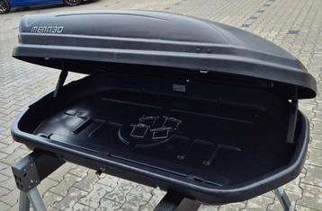 IN NIEUWSTAAT grote Menabo Mania 320 zwarte dakkoffer  beschikbaar voor biedingen