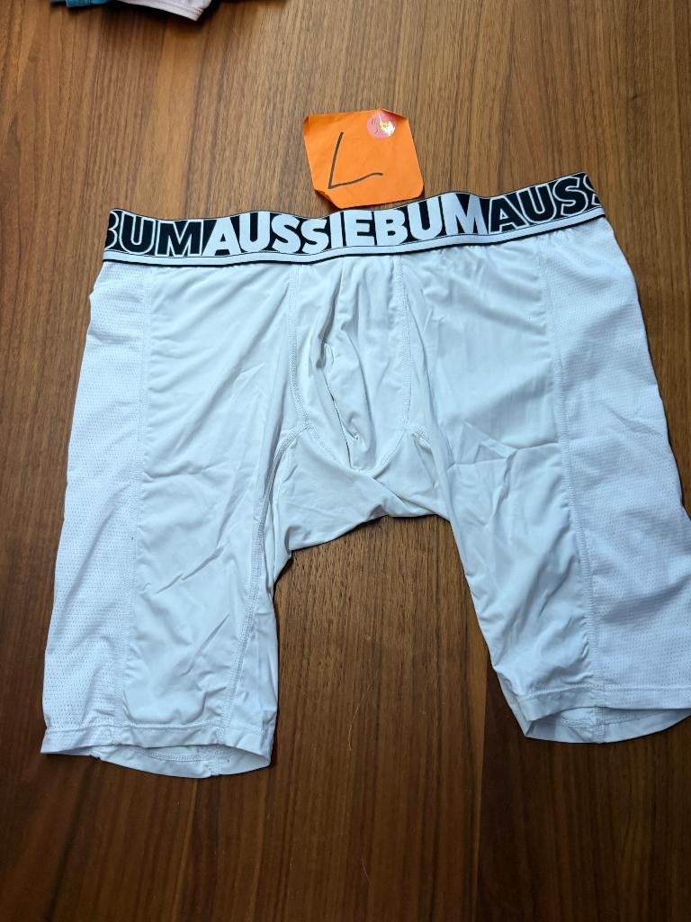 aussiebum tight, lycra, white shiny, maat L, Kleding | Heren, Badmode en Zwemkleding, Ophalen of Verzenden, Maat 52/54 (L), Wit