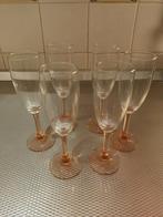 6 Vintage Luminarc Fr Cristal  Champagne glazen m roze voet, Ophalen of Verzenden