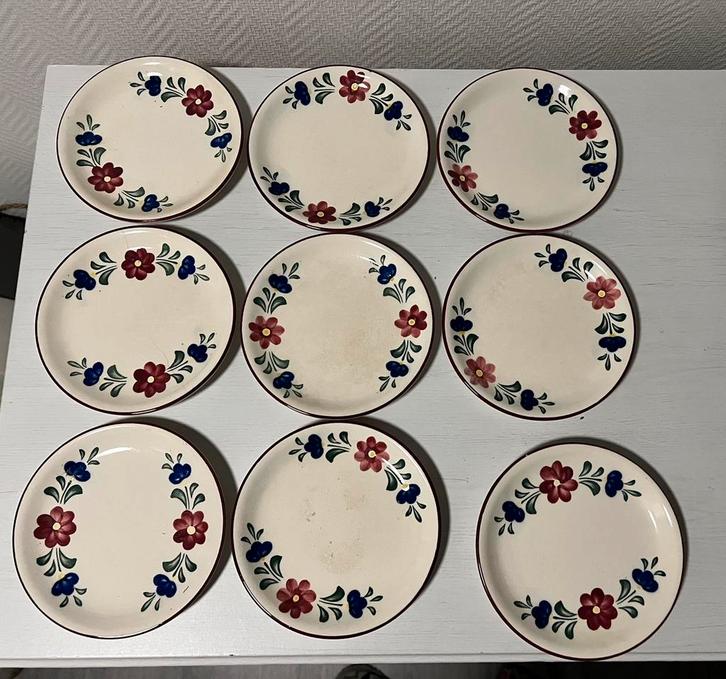 Te Koop Schoteltjes Gebaksbordjes Bouquet 9x, Huis en Inrichting, Keuken | Servies, Zo goed als nieuw, Bord(en), Overige stijlen