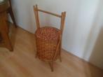 Vintage naaimand opbergmand bamboe hout stof mand wolmand, Ophalen of Verzenden