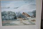 Grote aquarel van boerderij, gesigneerd, Ophalen