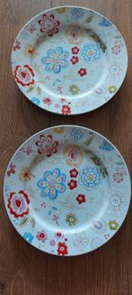 Vrolijke ontbijtborden met bloemen 2×/Jet by ter Steege, Ophalen of Verzenden, Zo goed als nieuw, Bord(en), Overige stijlen