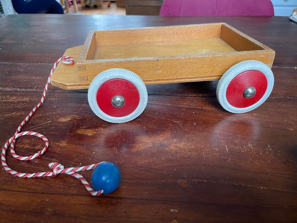 Houten blokken kar Heros retro, Ophalen of Verzenden, Gebruikt, Duw- of Trekspeelgoed