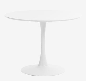 Witte ronde tafel met kunststof voet beschikbaar voor biedingen