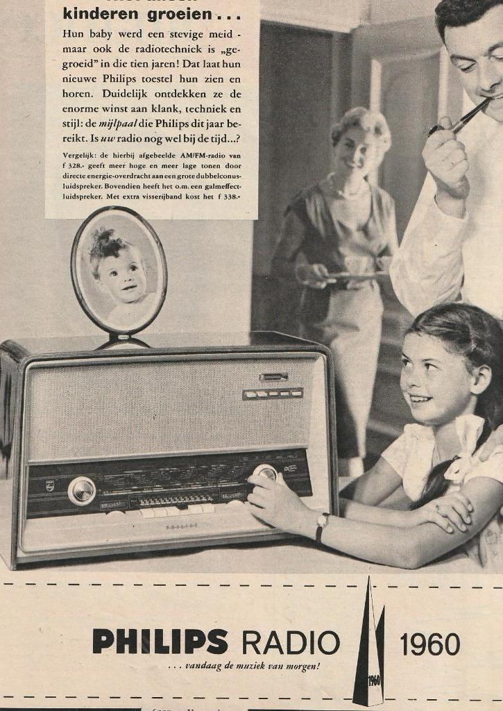 Retro reclame 1960 Philips radio varianten jaren 60, Verzamelen, Retro, Overige typen, Verzenden