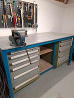 Zware Lastafel werkbank met aluminium blad, Ophalen, Gebruikt, Bankschroef