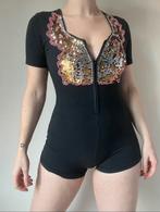 Vintage pailletten pakje,XS/S. Glitter circus party festival, Kleding | Dames, Jumpsuits, Verzenden, Zwart, Vintage, Maat 34 (XS) of kleiner