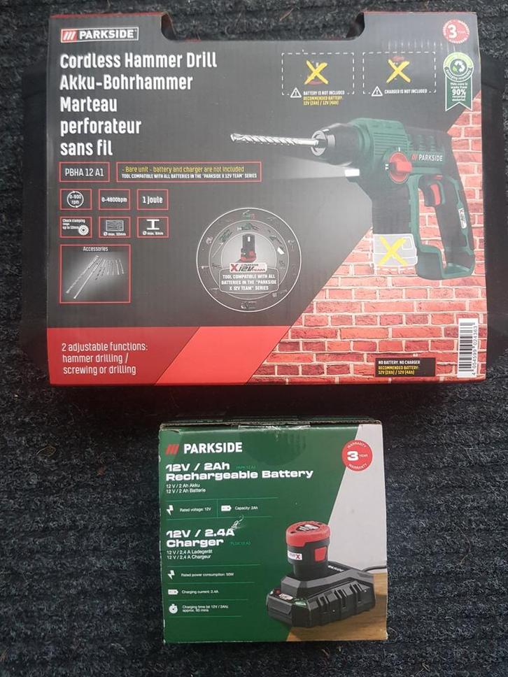 Parkside 12v accu boorhamer, Doe-het-zelf en Verbouw, Gereedschap | Boormachines, Nieuw, Boor- en/of Breekhamer, Ophalen