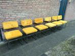 6 Ribstof Stoelen met Chrome Buisframe, Huis en Inrichting, Stoelen, Gebruikt, Overige kleuren, Vijf, Zes of meer stoelen, Ophalen