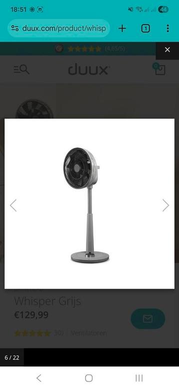 Duux Whisper Grijs - Stille Ventilator met Afstandsbediening beschikbaar voor biedingen