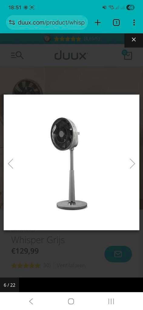 Duux Whisper Grijs - Stille Ventilator met Afstandsbediening, Witgoed en Apparatuur, Ventilatoren, Zo goed als nieuw, Statiefventilator