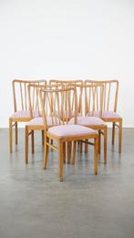 Leuke set van 6 vintage Deens design eetkamerstoelen, Ophalen, Hout, Gebruikt, Bruin