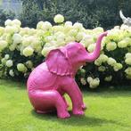 Roze olifant, kunststof tuinbeelden, wilde dieren decoratie, Tuin en Terras, Tuinbeelden, Nieuw, Kunststof, Ophalen of Verzenden