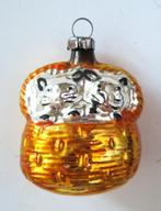 Oude Kerstbal: Mand met 2 Poezen ( goud met zilver ), Diversen, Kerst, Ophalen of Verzenden