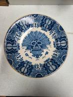 Delfts Blauw Bord antiek met Bloemmotief, Ophalen of Verzenden