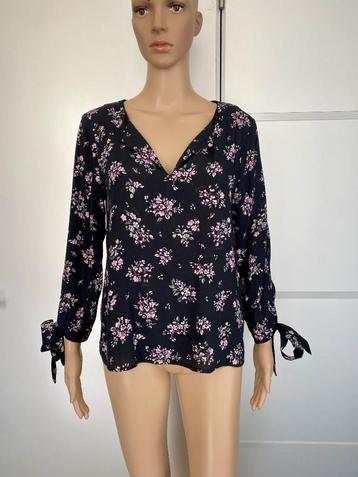 E709 Liu.Jo maat 36=S blouse top zwart/roze/groen beschikbaar voor biedingen