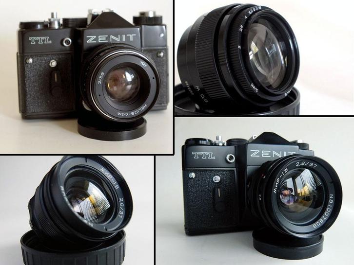 Zenith, Helios 58mm f2, Mir 1b 37mm 2.8, Jupiter-9, Jupit 11, Audio, Tv en Foto, Fotocamera's Analoog, Nieuw, Spiegelreflex, Overige Merken