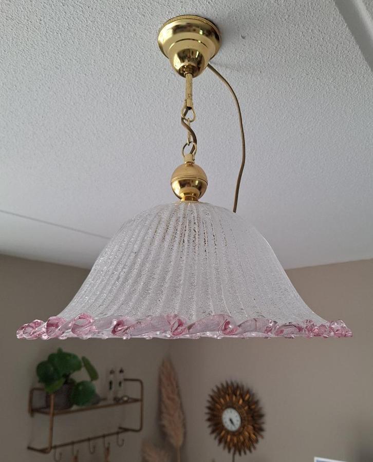 Vintage design hanglamp Kaiser Leuchten?, Huis en Inrichting, Lampen | Hanglampen, Gebruikt, Minder dan 50 cm, Glas, Ophalen
