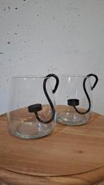 2 Windlichten met waxinehaken., Ophalen of Verzenden, Zo goed als nieuw, Overige materialen, Minder dan 25 cm