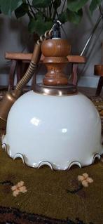 Hanglamp vintage brocante glazen kap roomwit, Ophalen of Verzenden, Minder dan 50 cm