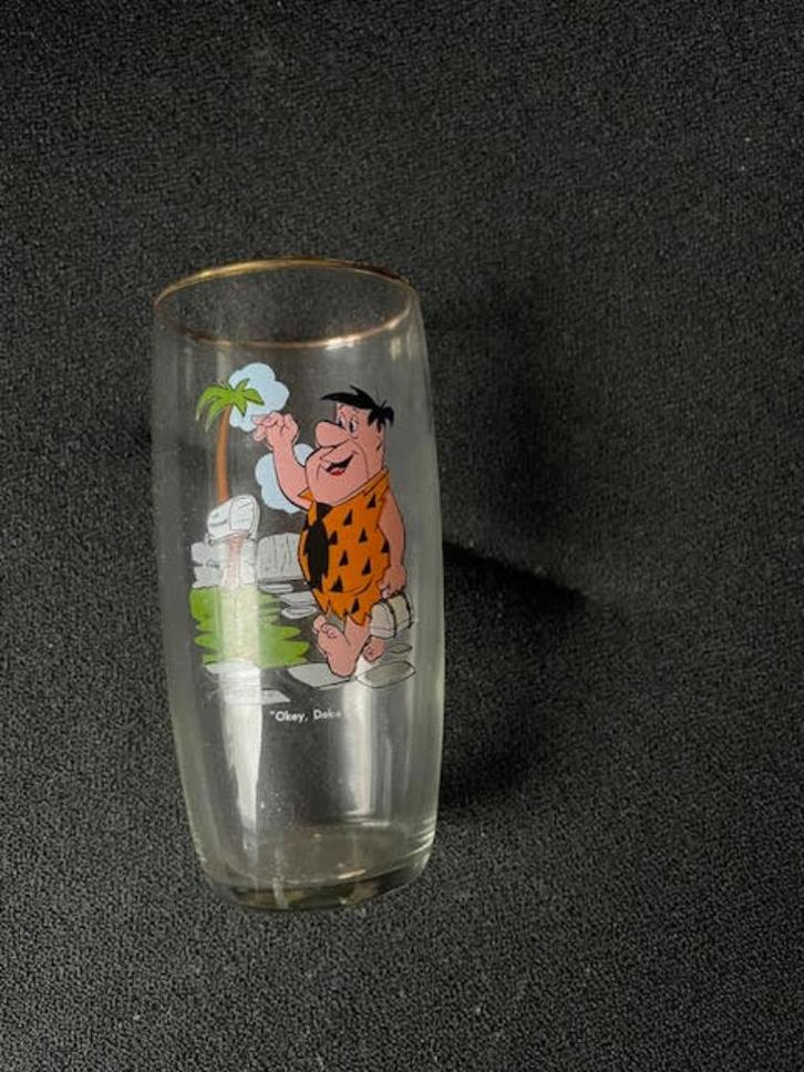 The Flintstones limonadeglazen (6st) (70-er jaren), Verzamelen, Glas en Borrelglaasjes, Zo goed als nieuw, Frisdrankglas, Ophalen of Verzenden