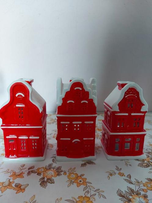 Postcodeloterij Huisjes - Set van 3, Huis en Inrichting, Woonaccessoires | Kandelaars en Kaarsen, Zo goed als nieuw, Kandelaar
