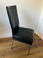 4 nette zwarte leren HVS stoelen, Gebruikt, Zwart, Leer, Ophalen of Verzenden