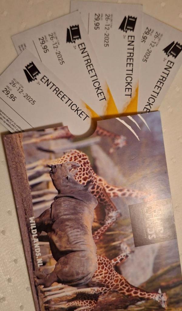 4 Fyskieke kaarten voor Wildlands Emmen geldig tm 26 dec '25, Tickets en Kaartjes, Recreatie | Pretparken en Attractieparken, Drie personen of meer