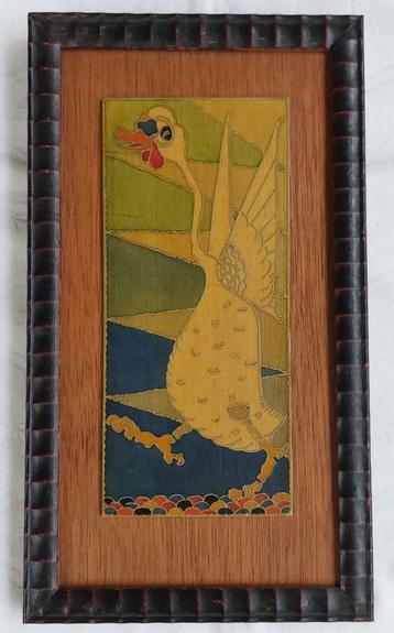 Art Deco Marie Kuyken cloisonné paneel "Waggelende Gans" beschikbaar voor biedingen