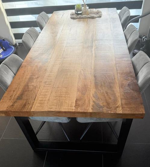 Mangohouten Eettafel 220x100 cm, Huis en Inrichting, Tafels | Eettafels, Zo goed als nieuw, 100 tot 150 cm, 200 cm of meer, Vijf personen of meer