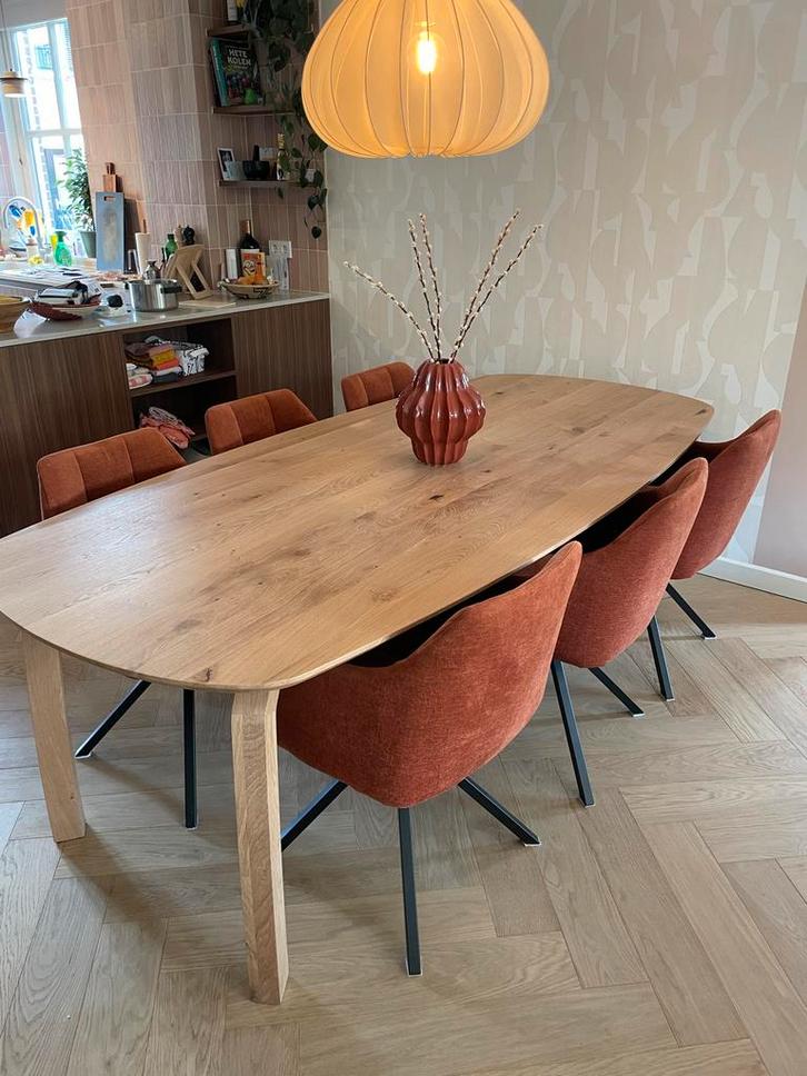 6 Stijlvolle Eetkamerstoelen met Armleuning, Huis en Inrichting, Stoelen, Gebruikt, Vijf, Zes of meer stoelen, Metaal, Rood, Ophalen