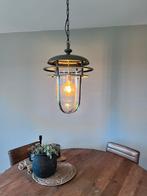 Stoere robuuste bronskleurige hanglamp, Huis en Inrichting, Lampen | Hanglampen, Ophalen, Zo goed als nieuw, Glas, 75 cm of meer