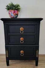 Chique zwart ladenkastje met bloemenprint in de lades, Huis en Inrichting, Ophalen, 50 tot 100 cm, Zo goed als nieuw, 3 of 4 laden