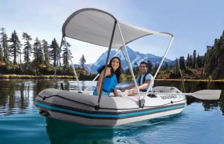 Intex Mariner 3 opblaasboot met motor en dakje, Watersport en Boten, Kano's, Zo goed als nieuw, Overige typen, Twee personen, Opblaasbaar