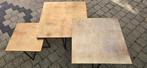 Salontafel Set - Goud Blad, Zwart Onderstel, Ophalen, Gebruikt, 50 tot 100 cm, Vierkant