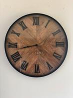 Klok wand Riverdale hout zwart industrieel, Ophalen of Verzenden, Wandklok