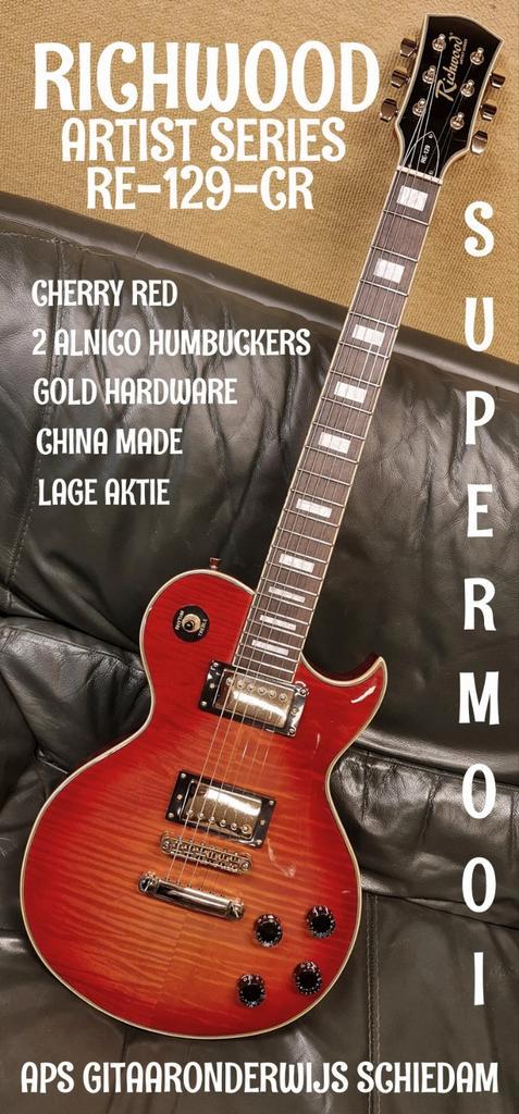 NIEUWE RICHWOOD RE-129-CS LES PAUL CUSTOM GOLD HARDWARE, Muziek en Instrumenten, Snaarinstrumenten | Gitaren | Elektrisch, Nieuw