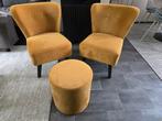 Fauteuils Halmstad okergeel en poef, Huis en Inrichting, Ophalen, Zo goed als nieuw, 75 tot 100 cm, 50 tot 75 cm