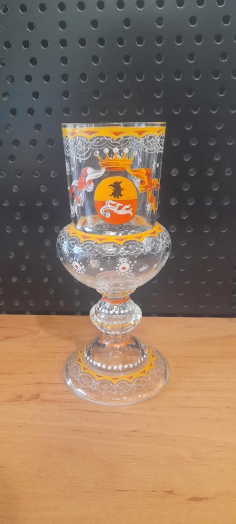 Antiek Glas met Wapenschild, Antiek en Kunst, Antiek | Glas en Kristal, Ophalen of Verzenden