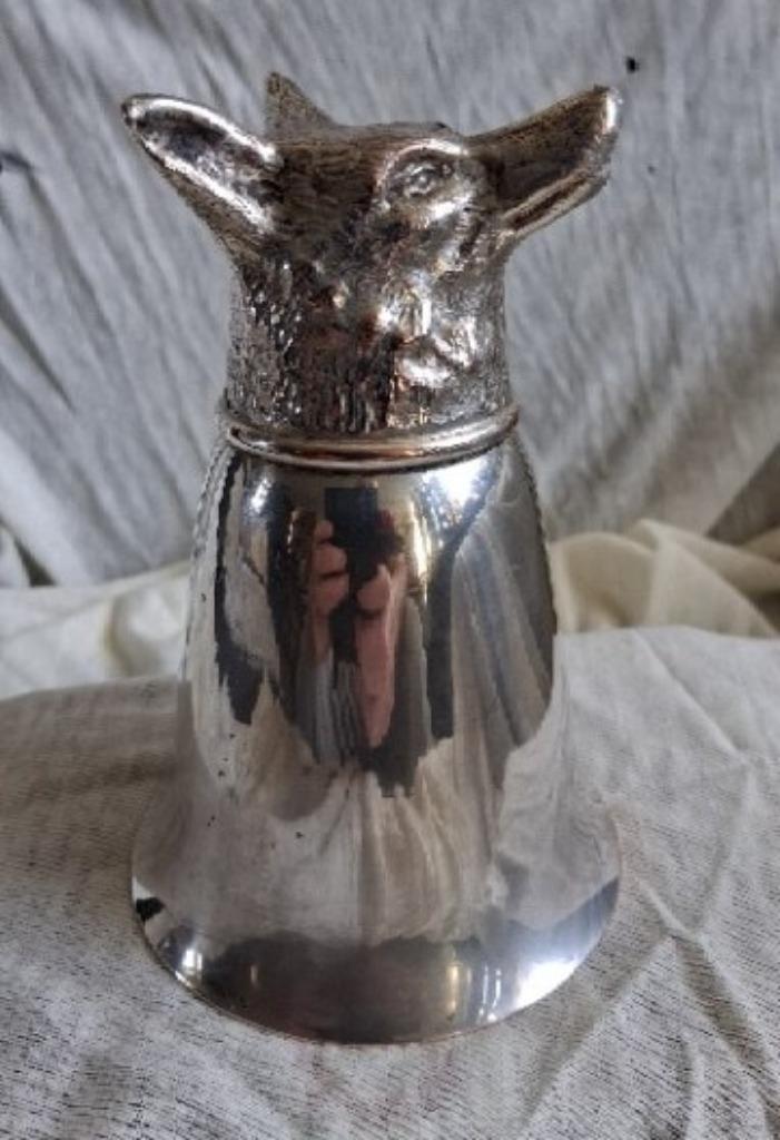 Stirrup cup verzilverd Jachtdronk, Antiek en Kunst, Antiek | Overige Antiek, Ophalen of Verzenden