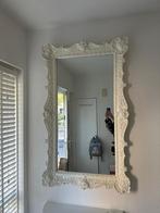 Witte Spiegel met Sierlijke Details, Ophalen, 100 tot 150 cm, Zo goed als nieuw, Rechthoekig