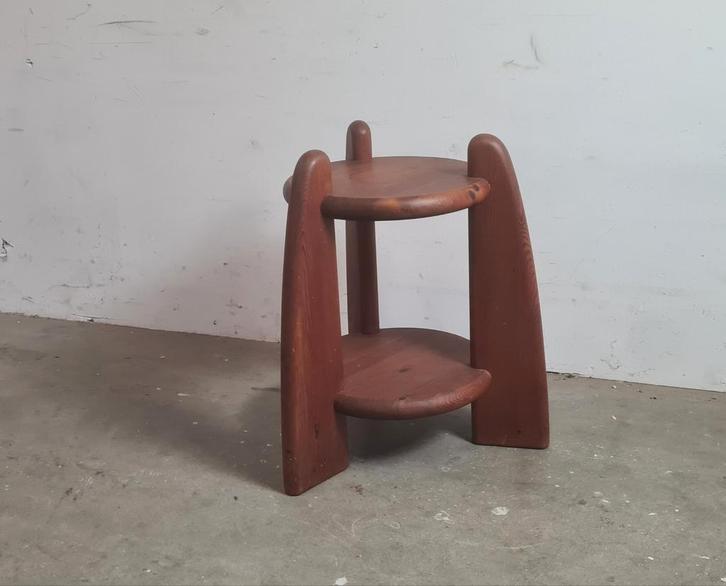 Brutalist Eiken Bijzettafeltje, Huis en Inrichting, Stoelen, Gebruikt, Eén, Hout, Bruin, Ophalen