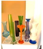 Vintage beeldige set vaasjes oranje blauw groen wit CHCS, Ophalen of Verzenden