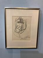 Jan Sierhuis zelfportret origineel geen Litho, Verzenden, Tekening, Minder dan 50 cm