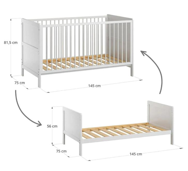 3 in 1 babybed / Meegroeibed Evolutif Aurore petit amelie, Kinderen en Baby's, Kinderkamer | Bedden, Gebruikt, 140 tot 160 cm